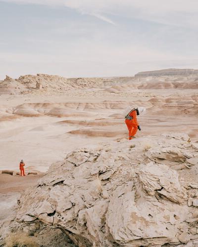 Crew 174 on an EVA in Lith Canyon for the Mars Desert Research Station, Hanksville, Utah